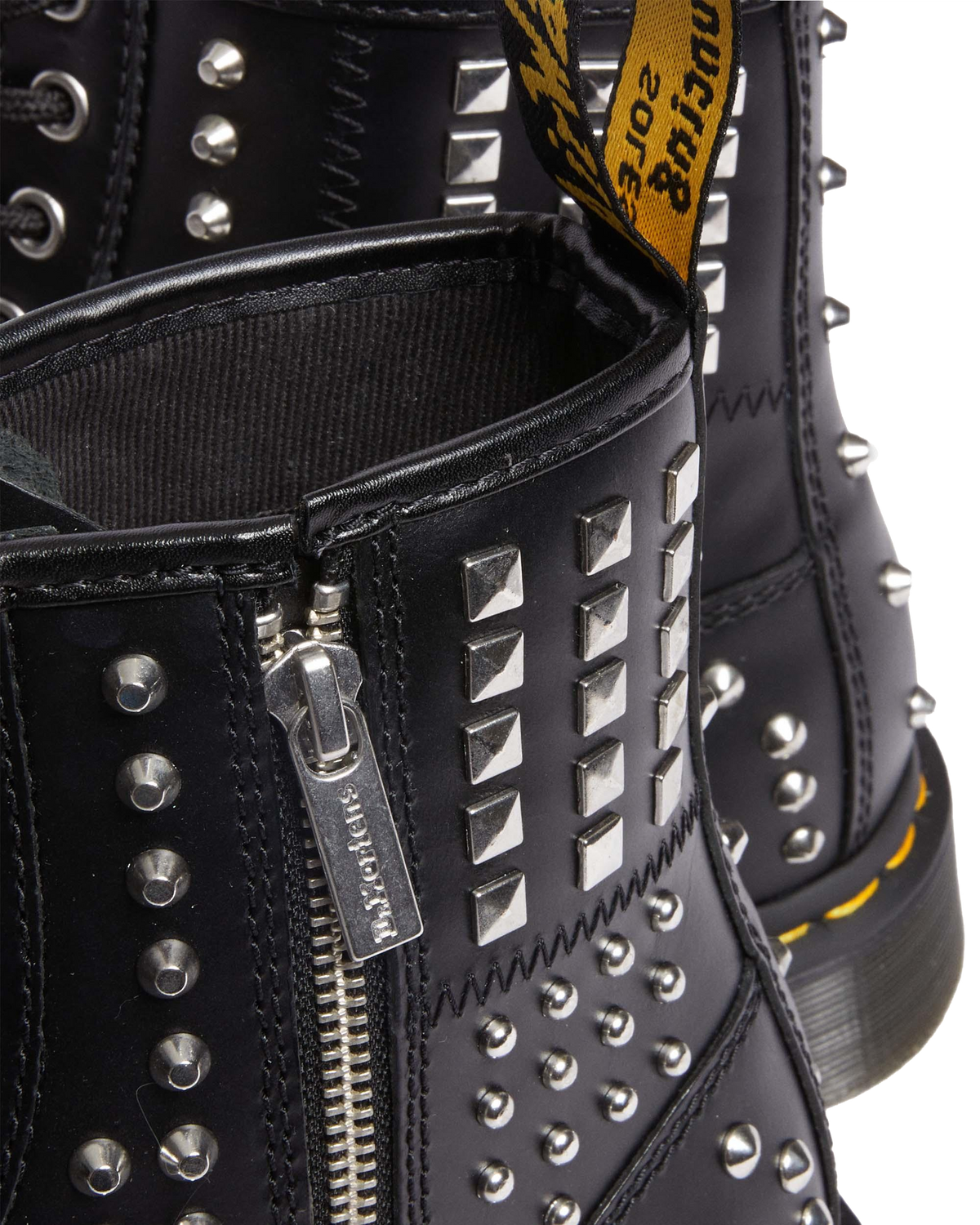 1460 Studded Zip Atlas Leather Lace Up Boots in Black Atlas