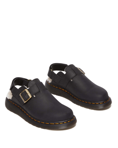 Jorge II Faux Fur Lined Slingback Mules in Black