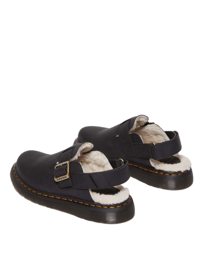 Jorge II Faux Fur Lined Slingback Mules in Black