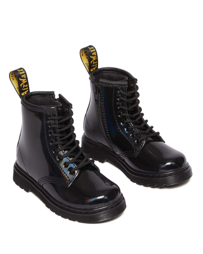 Toddler 1460 Rainbow Patent Leather Lace Up Boots in Black