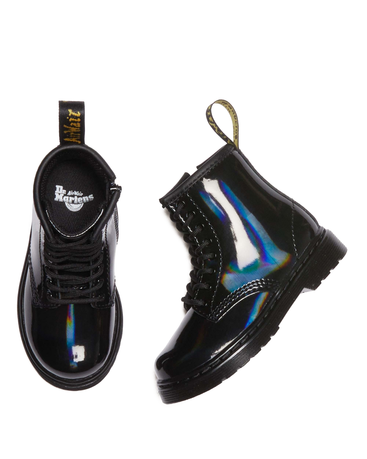 Toddler 1460 Rainbow Patent Leather Lace Up Boots in Black