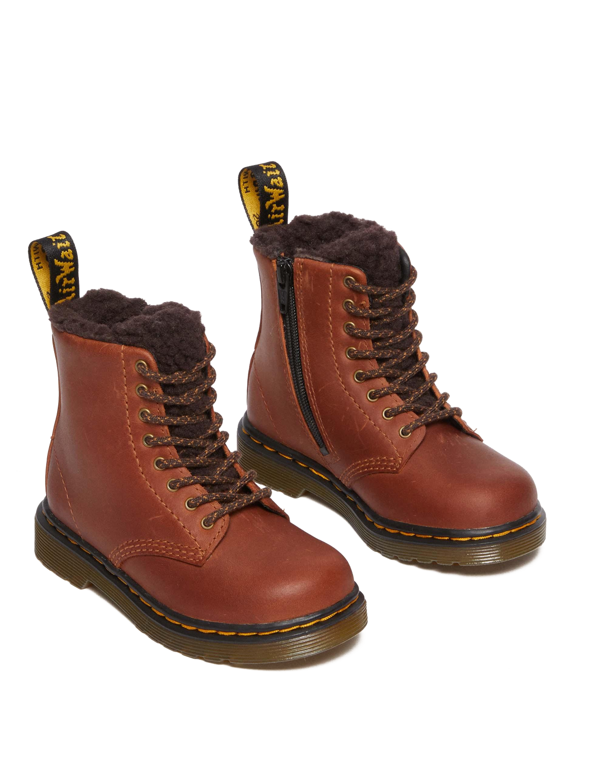 Toddler 1460 Faux Fur Lined Boots in Light Brown