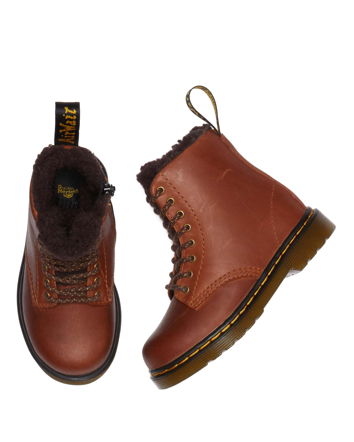 Toddler 1460 Faux Fur Lined Boots in Light Brown