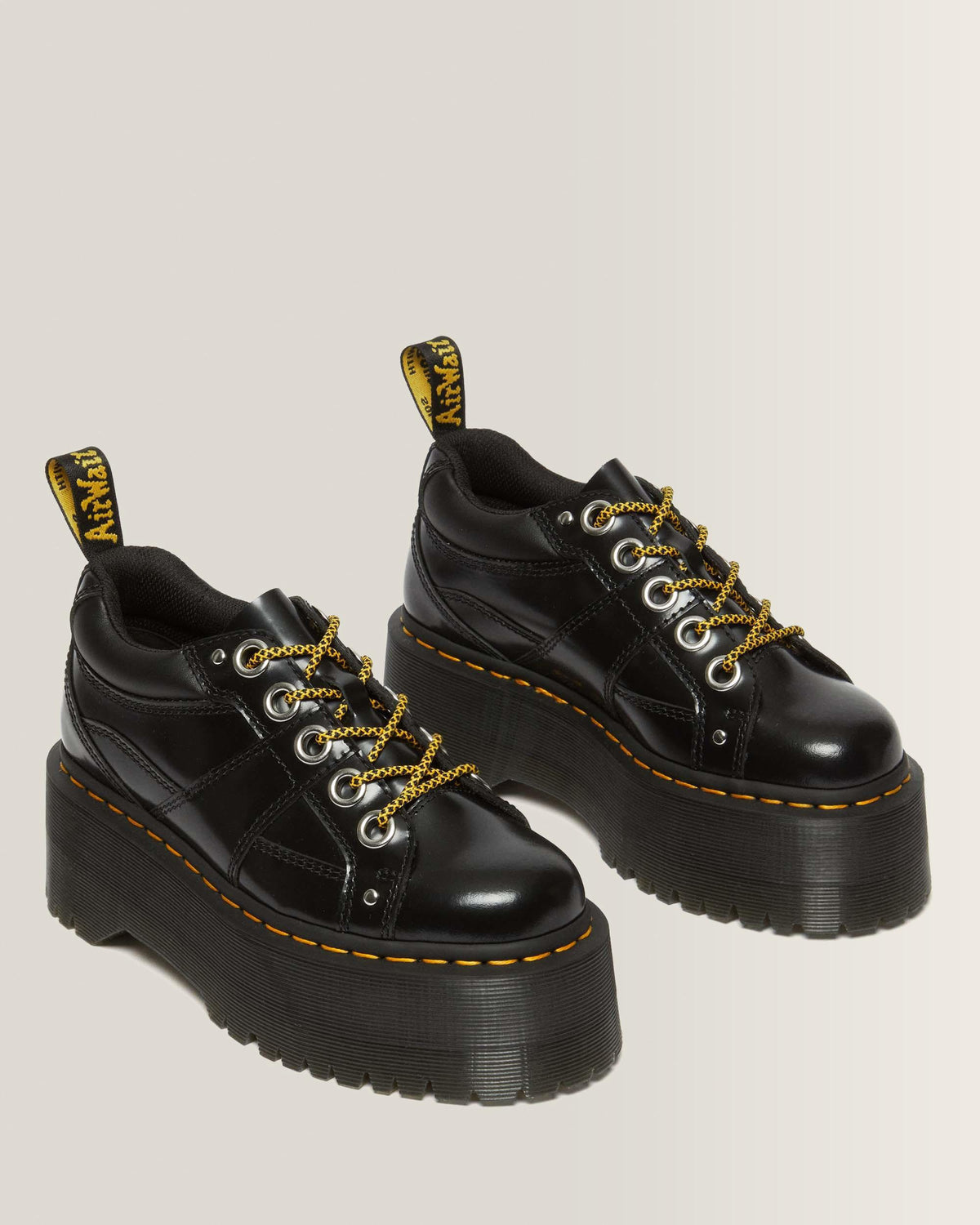 5-Eye Max Buttero Leather Platform Shoes in Black Buttero