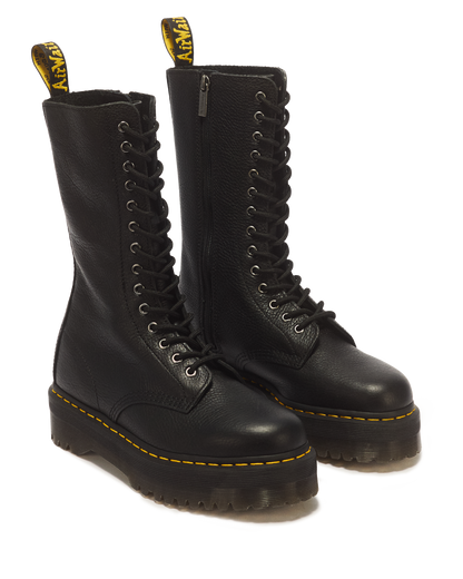 1B99 Pisa Leather Mid Calf Lace Up Boots in Black