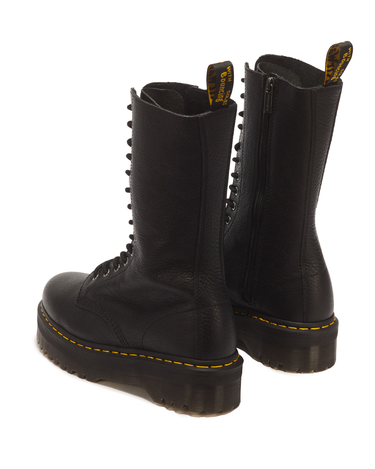 1B99 Pisa Leather Mid Calf Lace Up Boots in Black