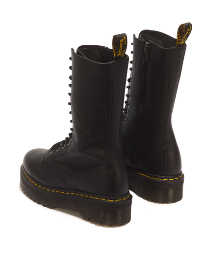 1B99 Pisa Leather Mid Calf Lace Up Boots in Black