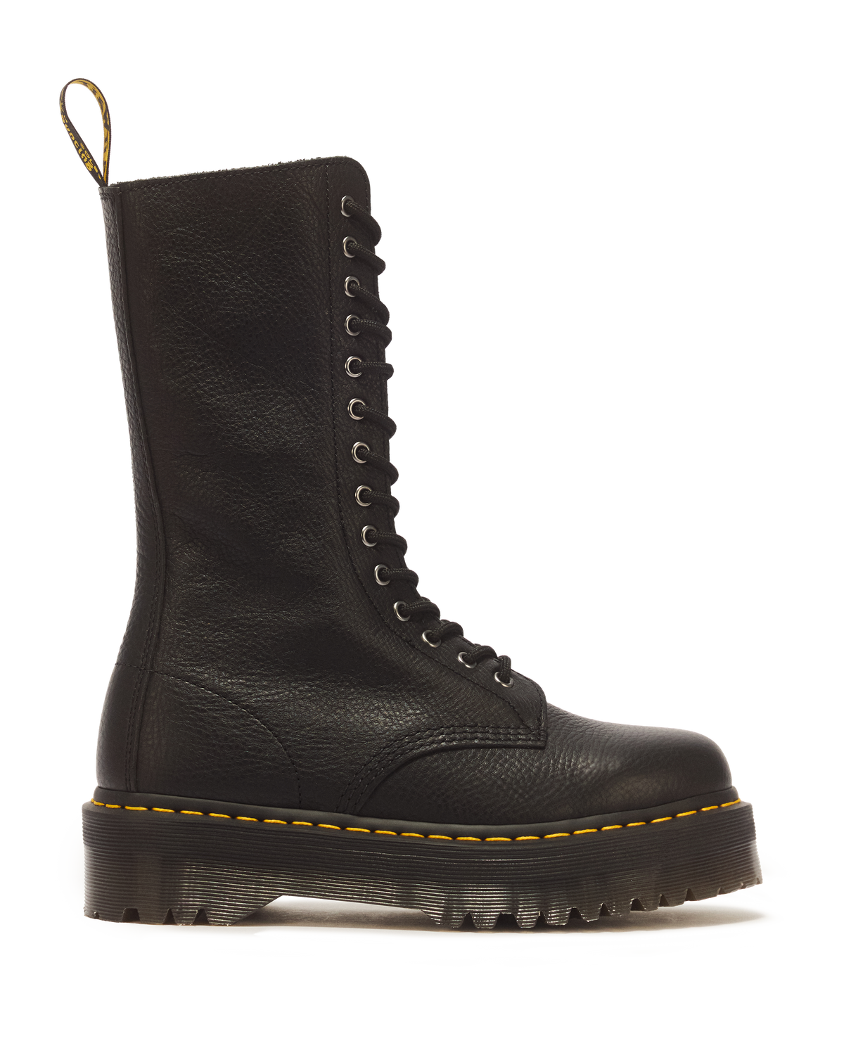 1B99 Pisa Leather Mid Calf Lace Up Boots in Black