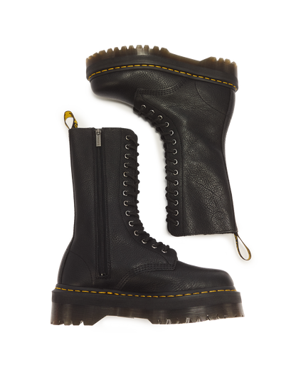 1B99 Pisa Leather Mid Calf Lace Up Boots in Black