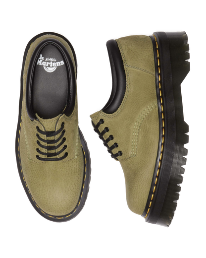 8053 Tumbled Nubuck Leather Platform Casual Shoes in Muted Olive