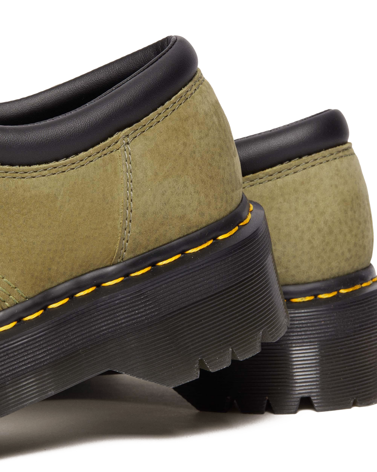8053 Tumbled Nubuck Leather Platform Casual Shoes in Muted Olive