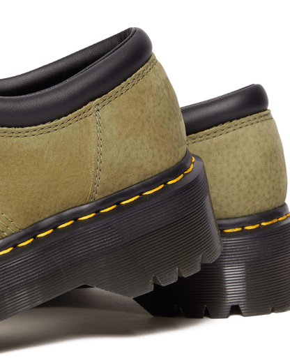 8053 Tumbled Nubuck Leather Platform Casual Shoes in Muted Olive