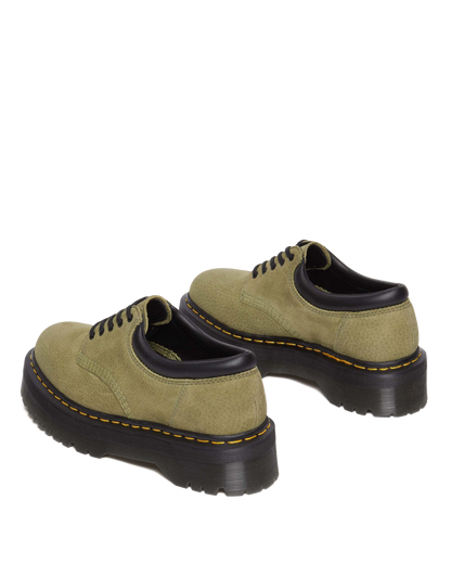 8053 Tumbled Nubuck Leather Platform Casual Shoes in Muted Olive