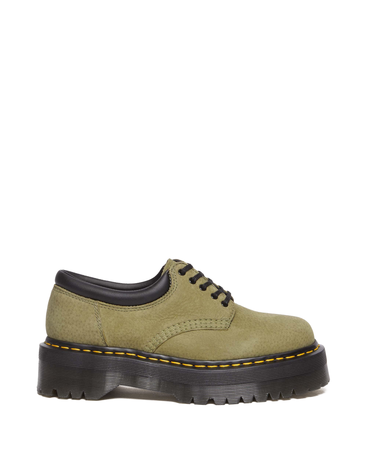 8053 Tumbled Nubuck Leather Platform Casual Shoes in Muted Olive