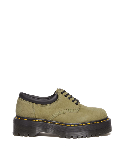 8053 Tumbled Nubuck Leather Platform Casual Shoes in Muted Olive