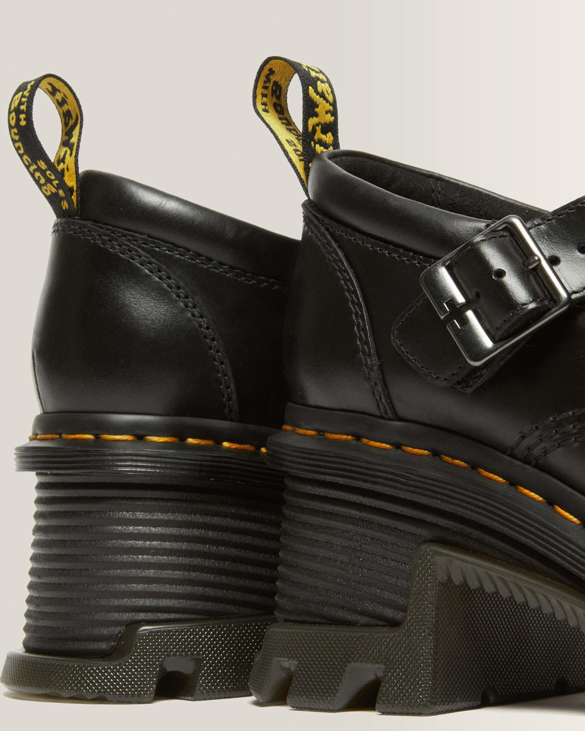 Corran Atlas Leather Mary Jane Heeled Shoes in Black Atlas