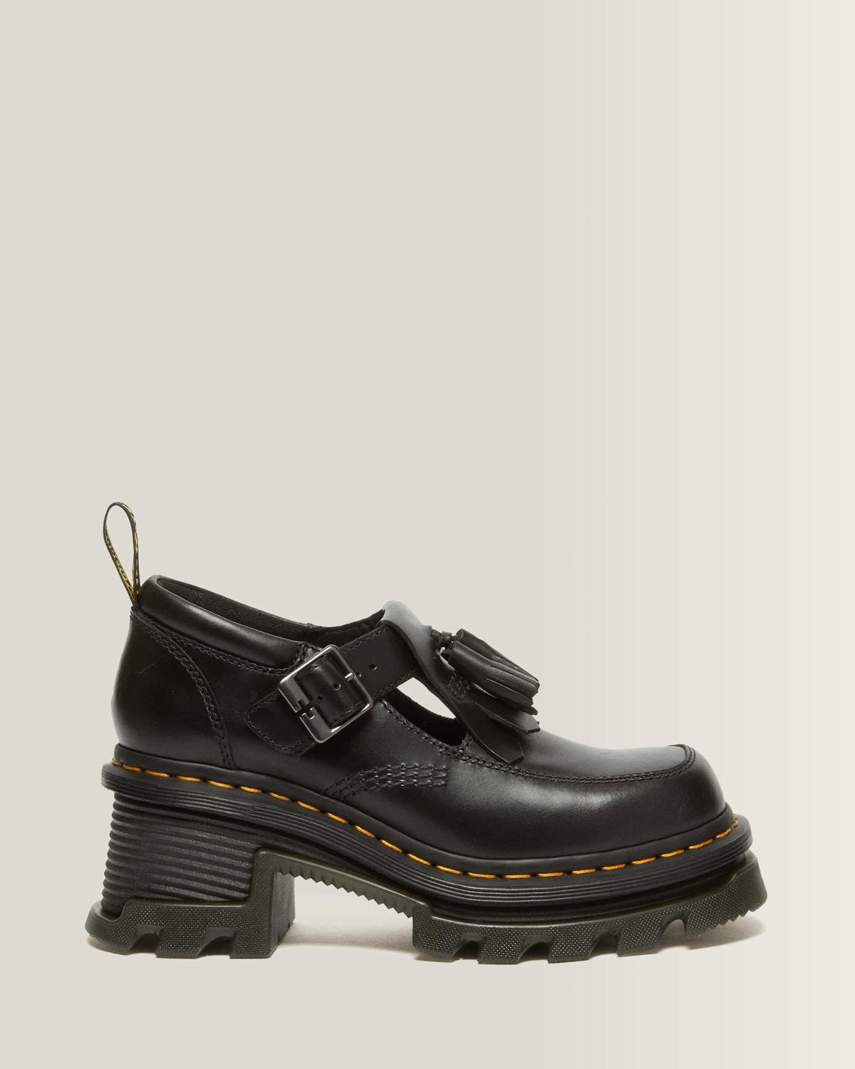 Corran Atlas Leather Mary Jane Heeled Shoes in Black Atlas