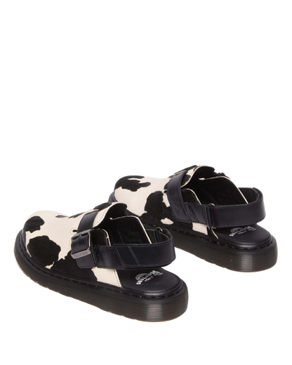 Jorge II Hair-on Animal Print Slingback Mules in Black+white