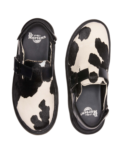 Jorge II Hair-on Animal Print Slingback Mules in Black+white