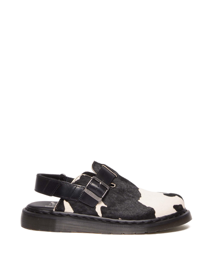 Jorge II Hair-on Animal Print Slingback Mules in Black+white