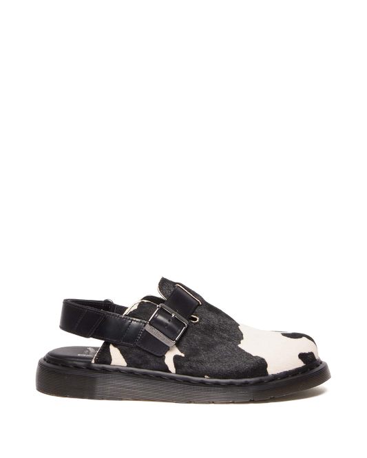 Jorge II Hair-on Animal Print Slingback Mules in Black+white