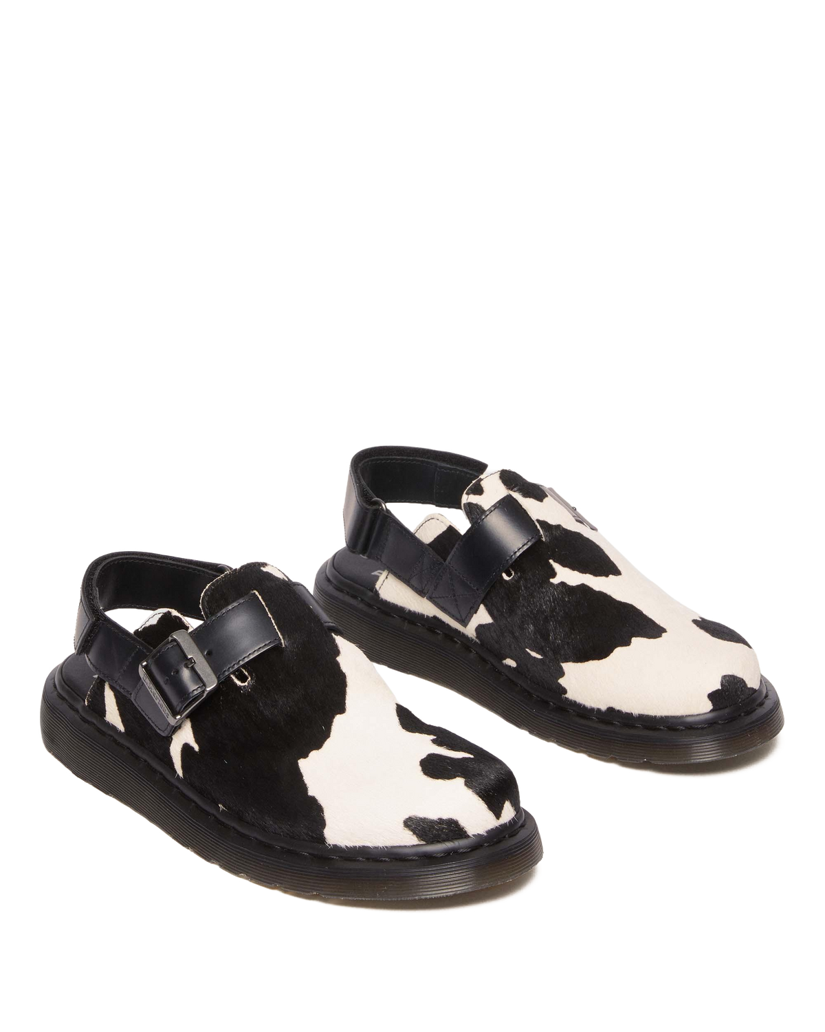 Jorge II Hair-on Animal Print Slingback Mules in Black+white