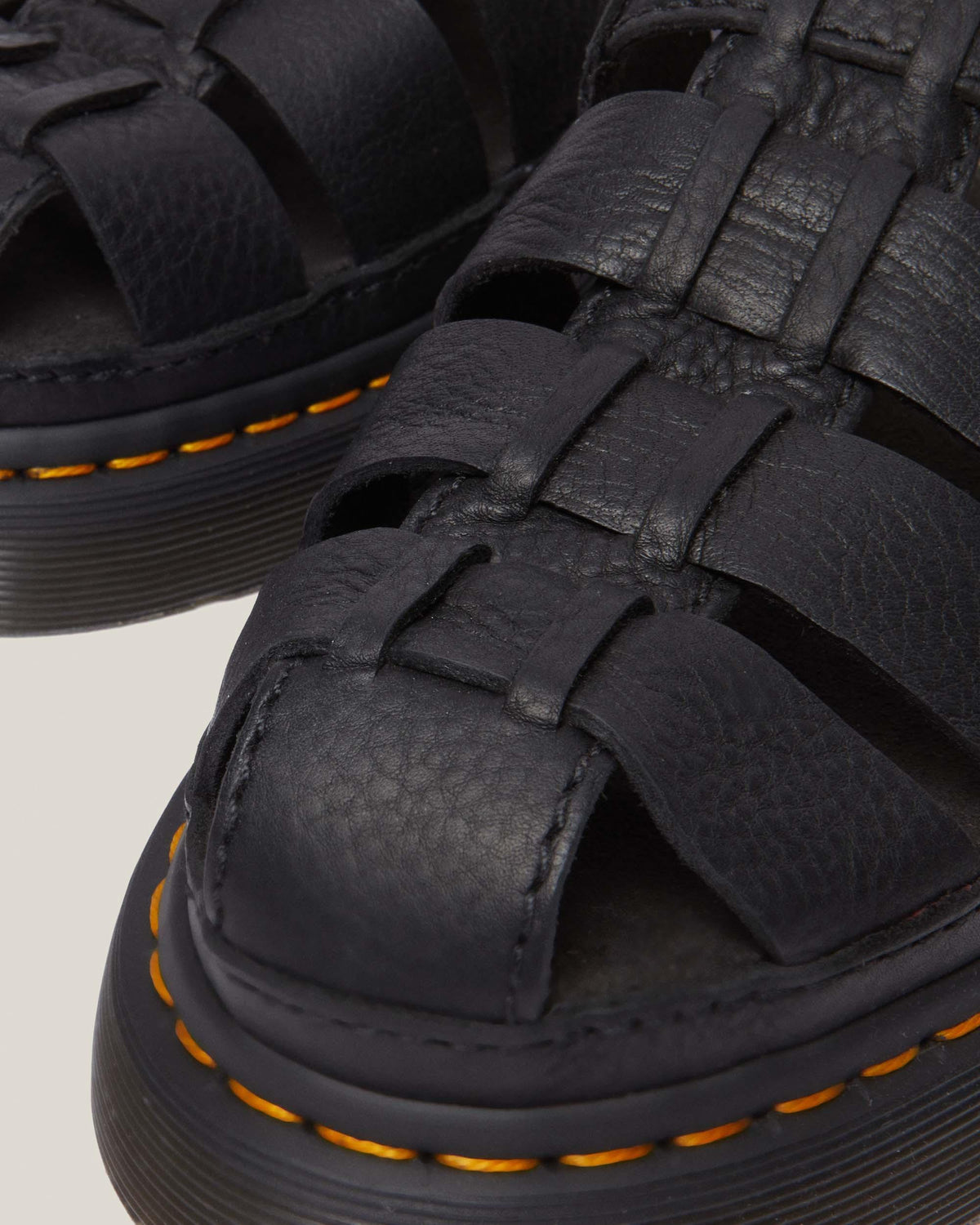 Wrenlie Grizzly Leather Fisherman Sandals in Black