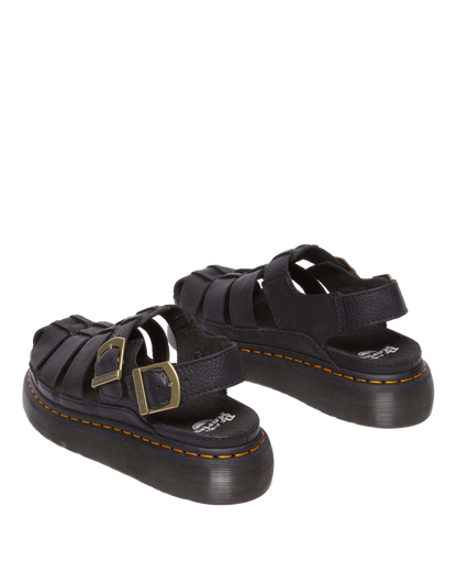 Wrenlie Grizzly Leather Fisherman Sandals in Black