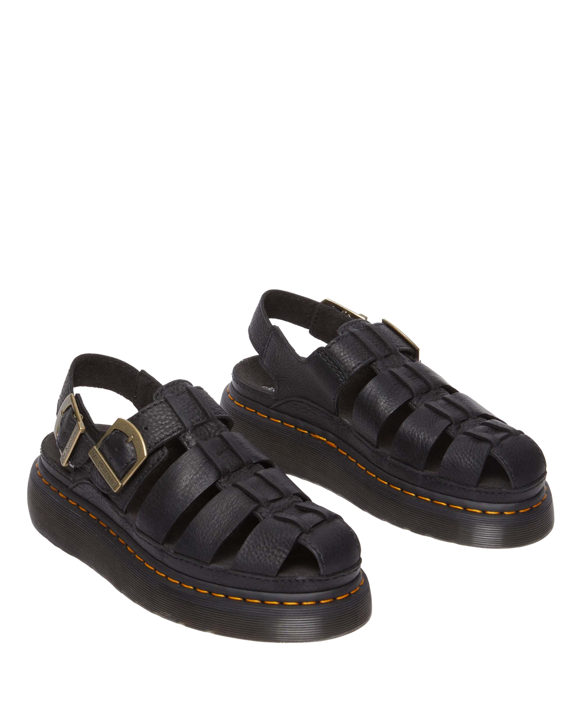 Wrenlie Grizzly Leather Fisherman Sandals in Black