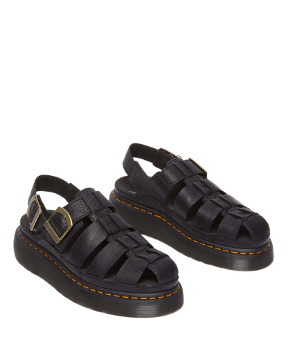 Wrenlie Grizzly Leather Fisherman Sandals in Black