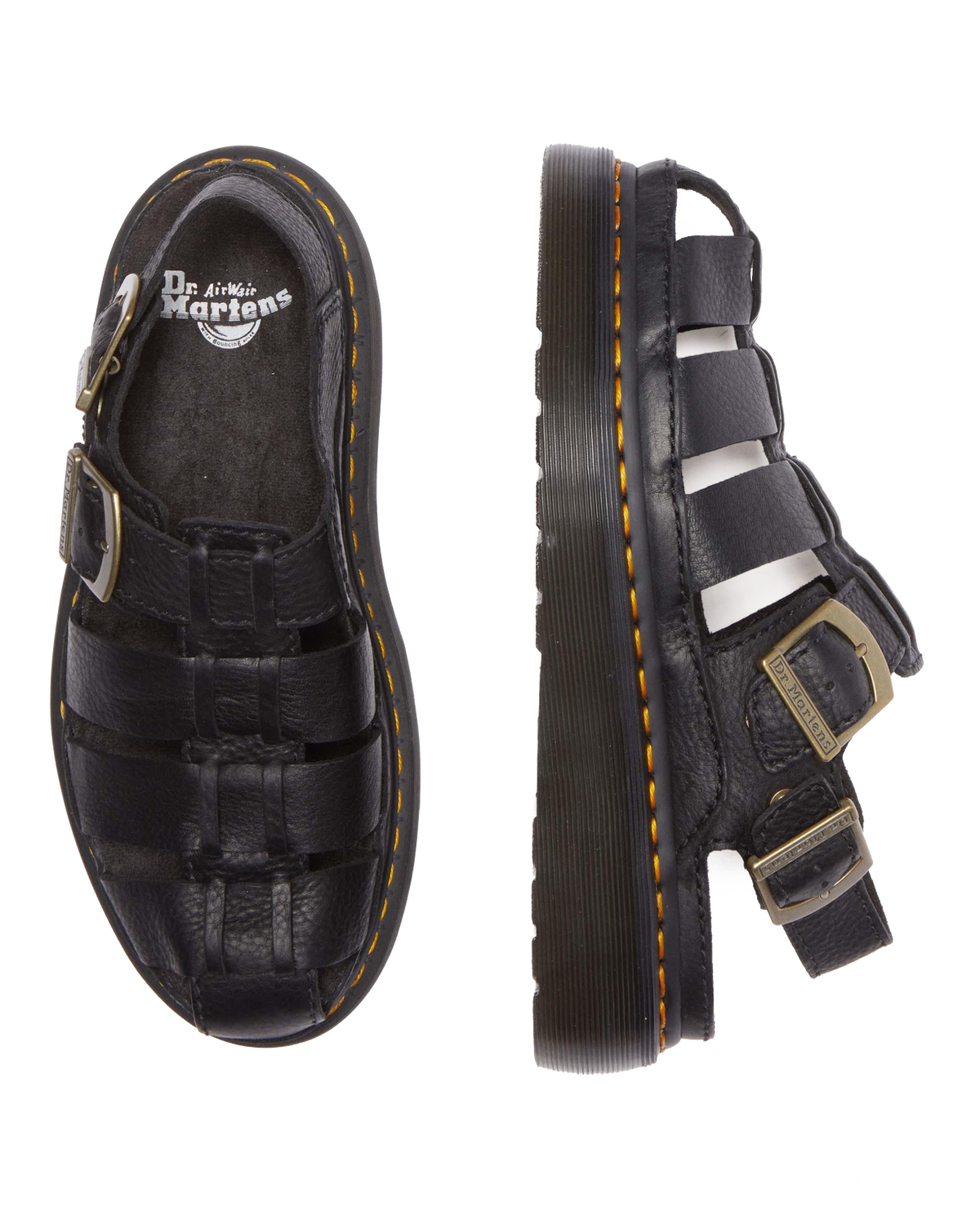 Wrenlie Grizzly Leather Fisherman Sandals in Black
