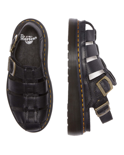 Wrenlie Grizzly Leather Fisherman Sandals in Black