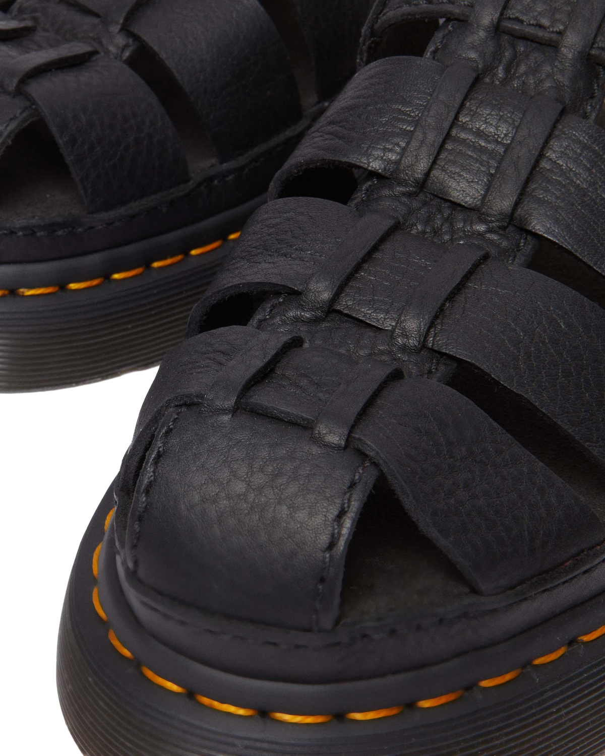 Wrenlie Grizzly Leather Fisherman Sandals in Black