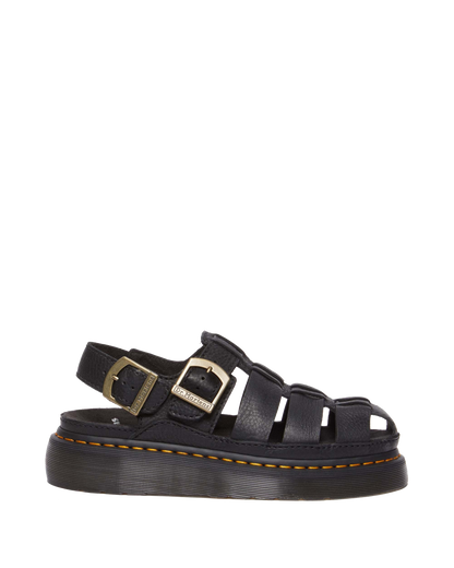 Wrenlie Grizzly Leather Fisherman Sandals in Black