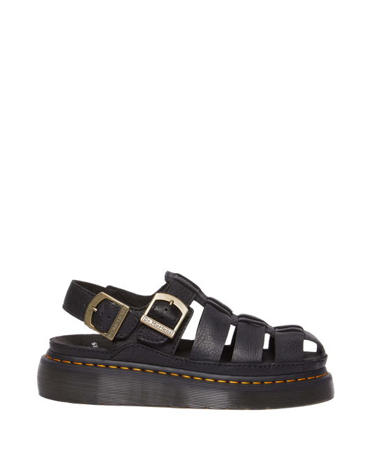 Wrenlie Grizzly Leather Fisherman Sandals in Black