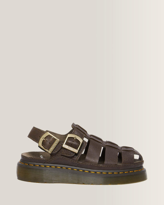 Wrenlie Grizzly Leather Fisherman Sandals in Dark Brown