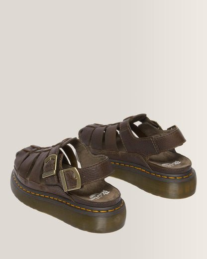 Wrenlie Grizzly Leather Fisherman Sandals in Dark Brown