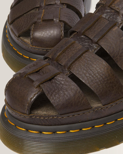 Wrenlie Grizzly Leather Fisherman Sandals in Dark Brown