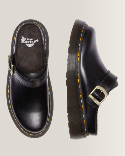 Laketen Atlas Leather Slingback Platform Mules in Black Atlas