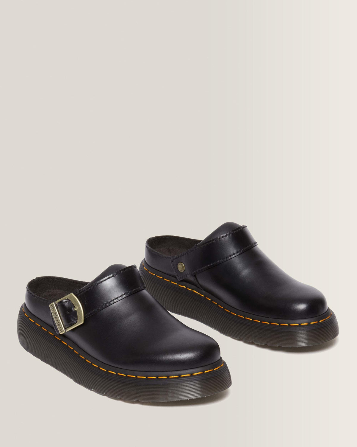 Laketen Atlas Leather Slingback Platform Mules in Black Atlas