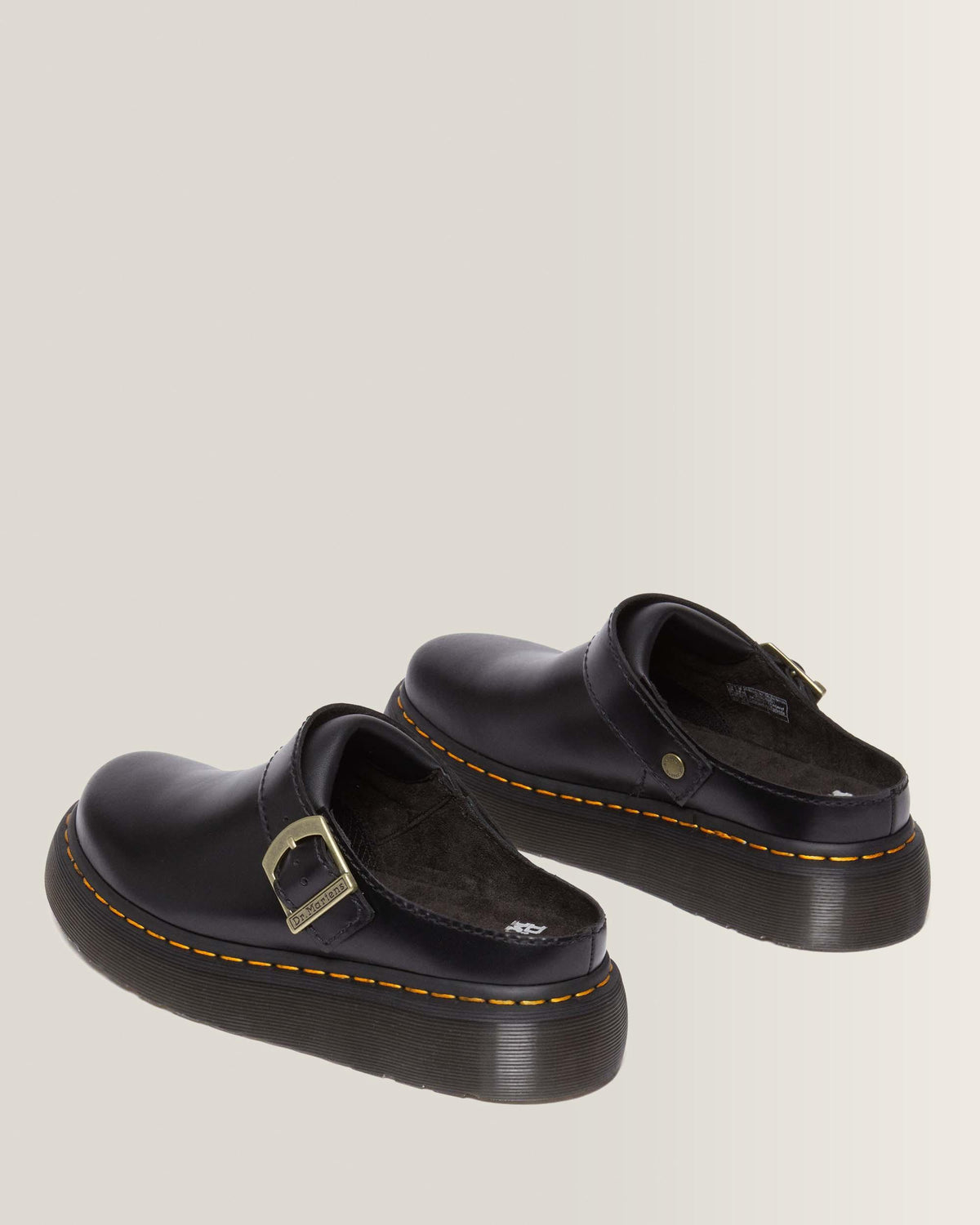 Laketen Atlas Leather Slingback Platform Mules in Black Atlas