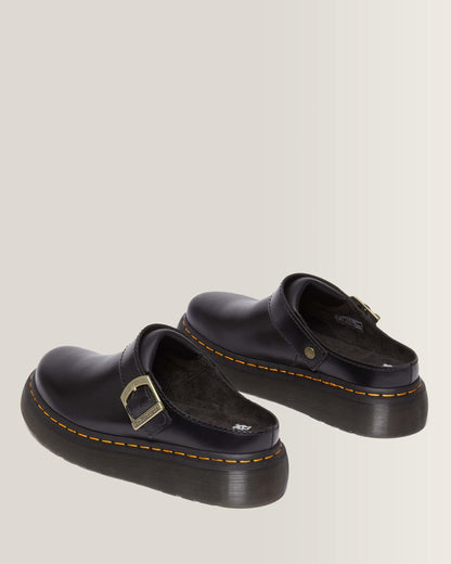 Laketen Atlas Leather Slingback Platform Mules in Black Atlas