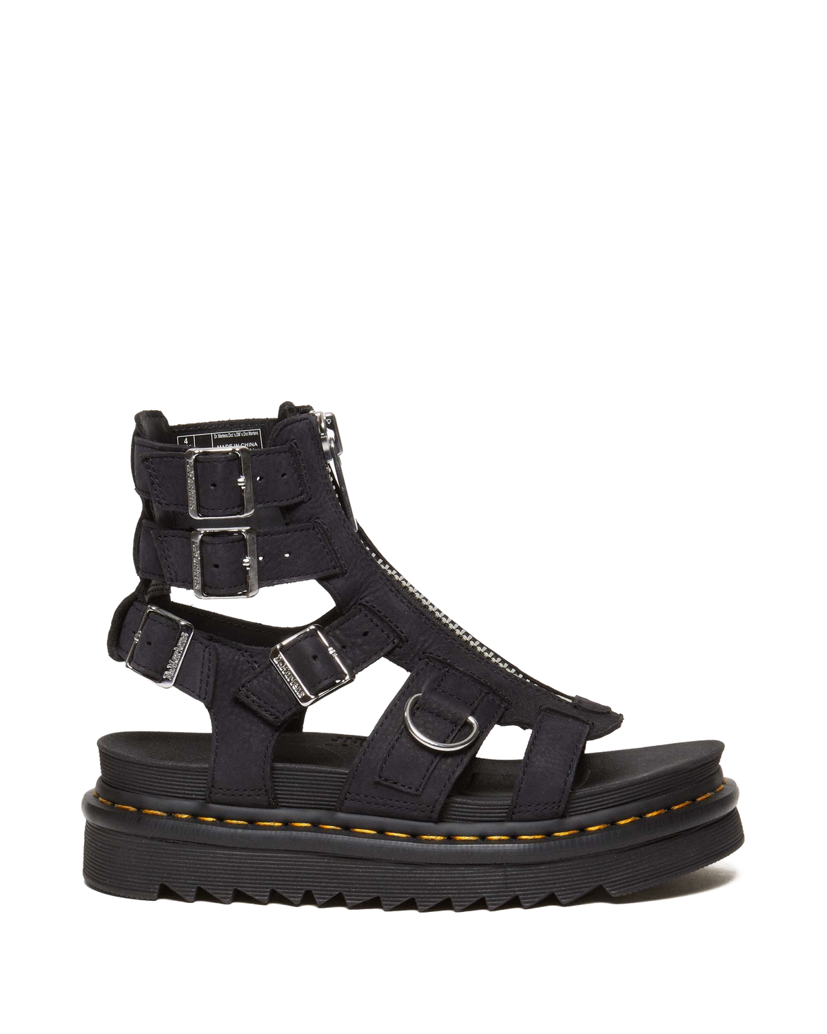 Olson Tumbled Nubuck Leather Gladiator Zip Sandals in Charcoal Grey