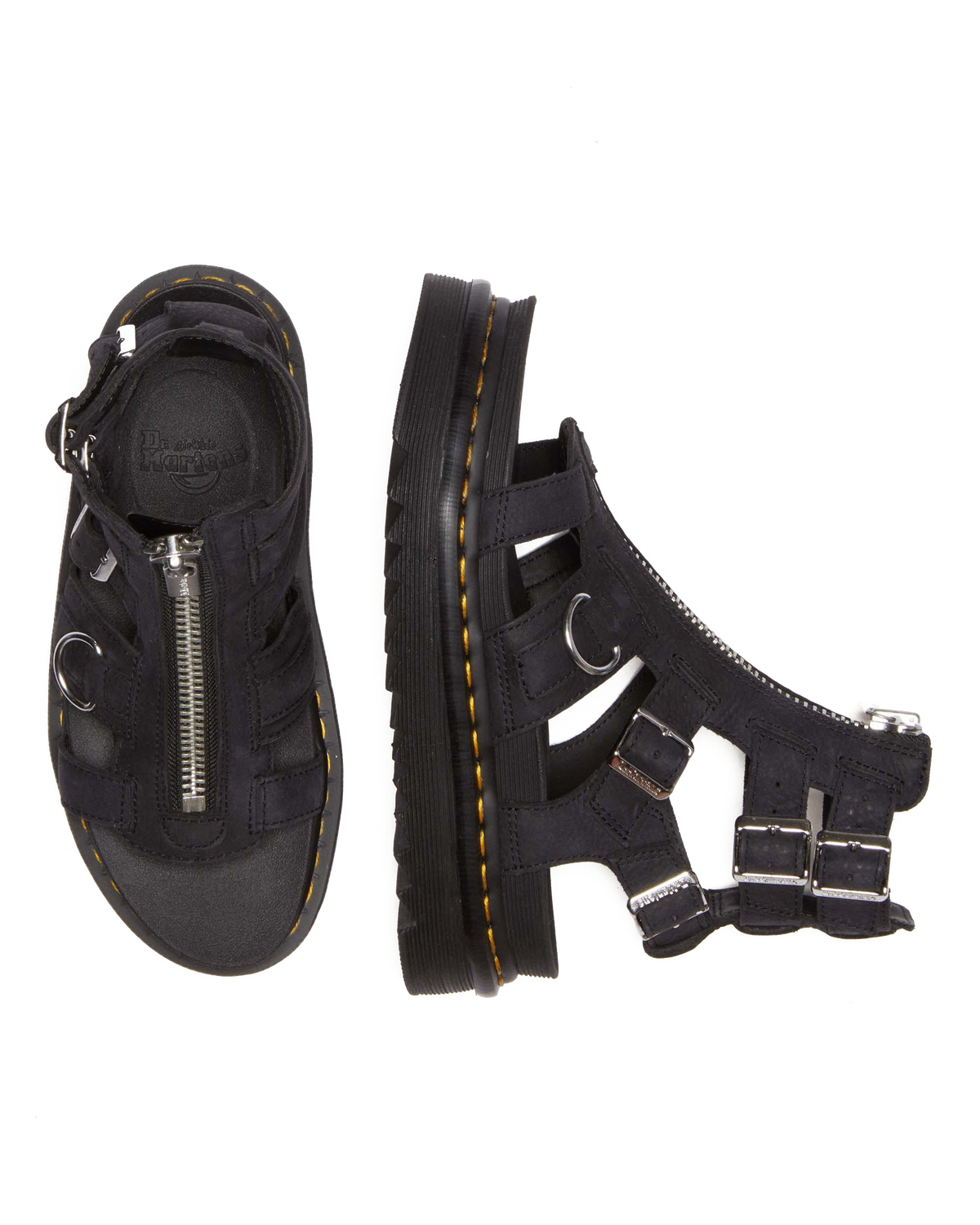 Olson Tumbled Nubuck Leather Gladiator Zip Sandals in Charcoal Grey