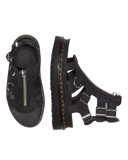 Olson Tumbled Nubuck Leather Gladiator Zip Sandals in Charcoal Grey