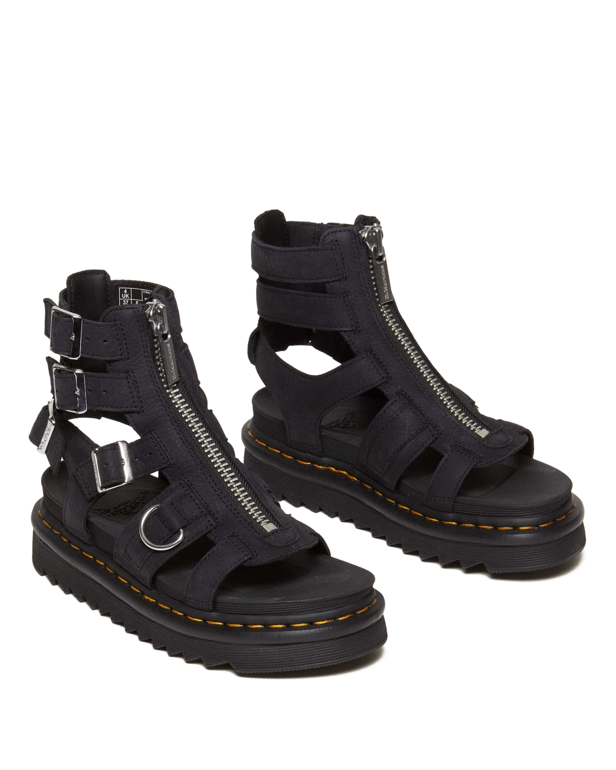 Olson Tumbled Nubuck Leather Gladiator Zip Sandals in Charcoal Grey