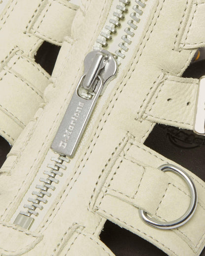 Olson Tumbled Nubuck Leather Gladiator Zip Sandals in Smoked Mint