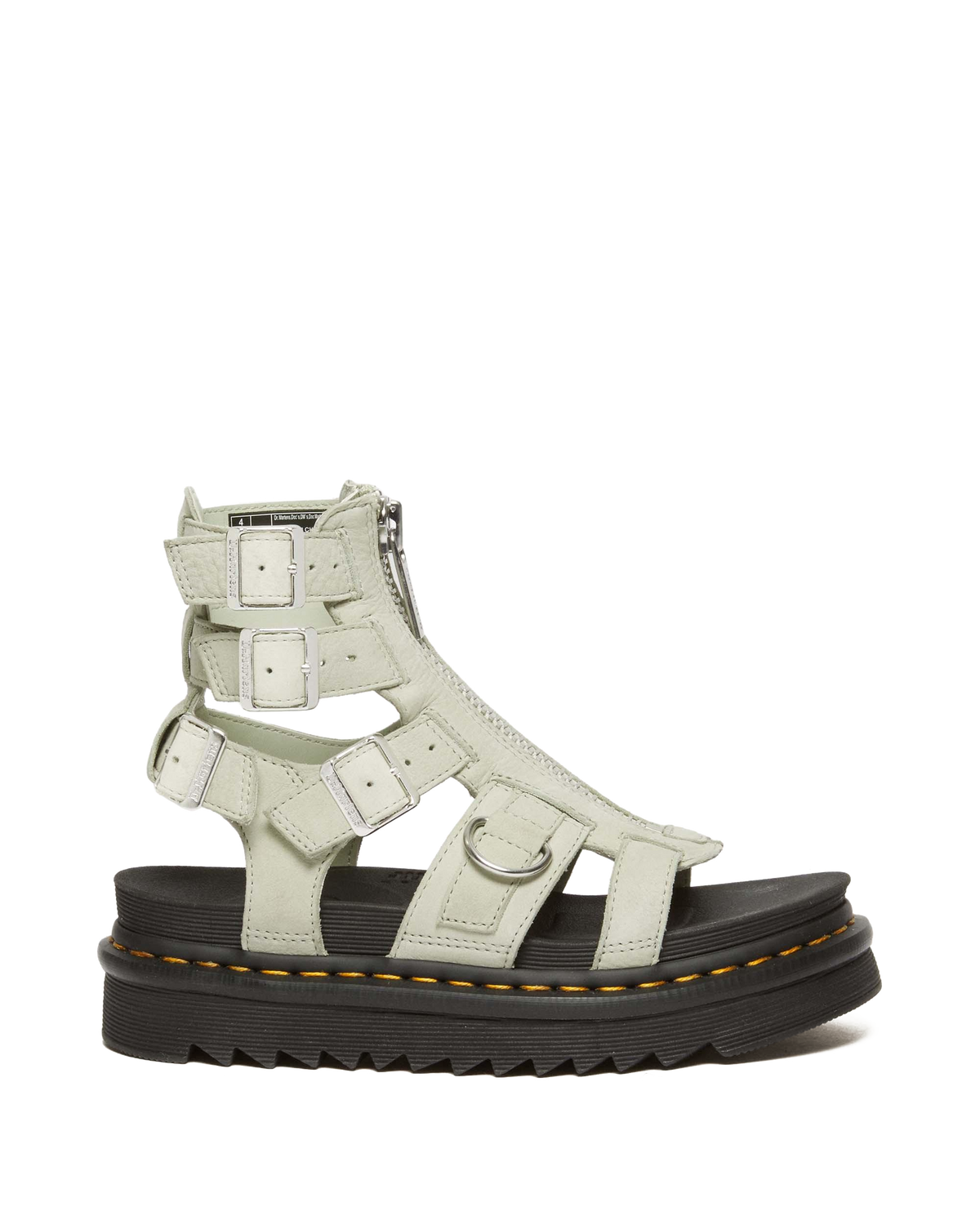 Olson Tumbled Nubuck Leather Gladiator Zip Sandals in Smoked Mint