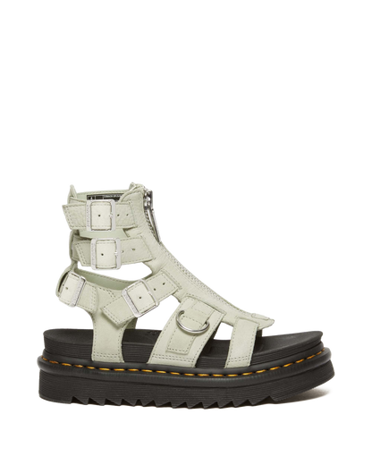 Olson Tumbled Nubuck Leather Gladiator Zip Sandals in Smoked Mint