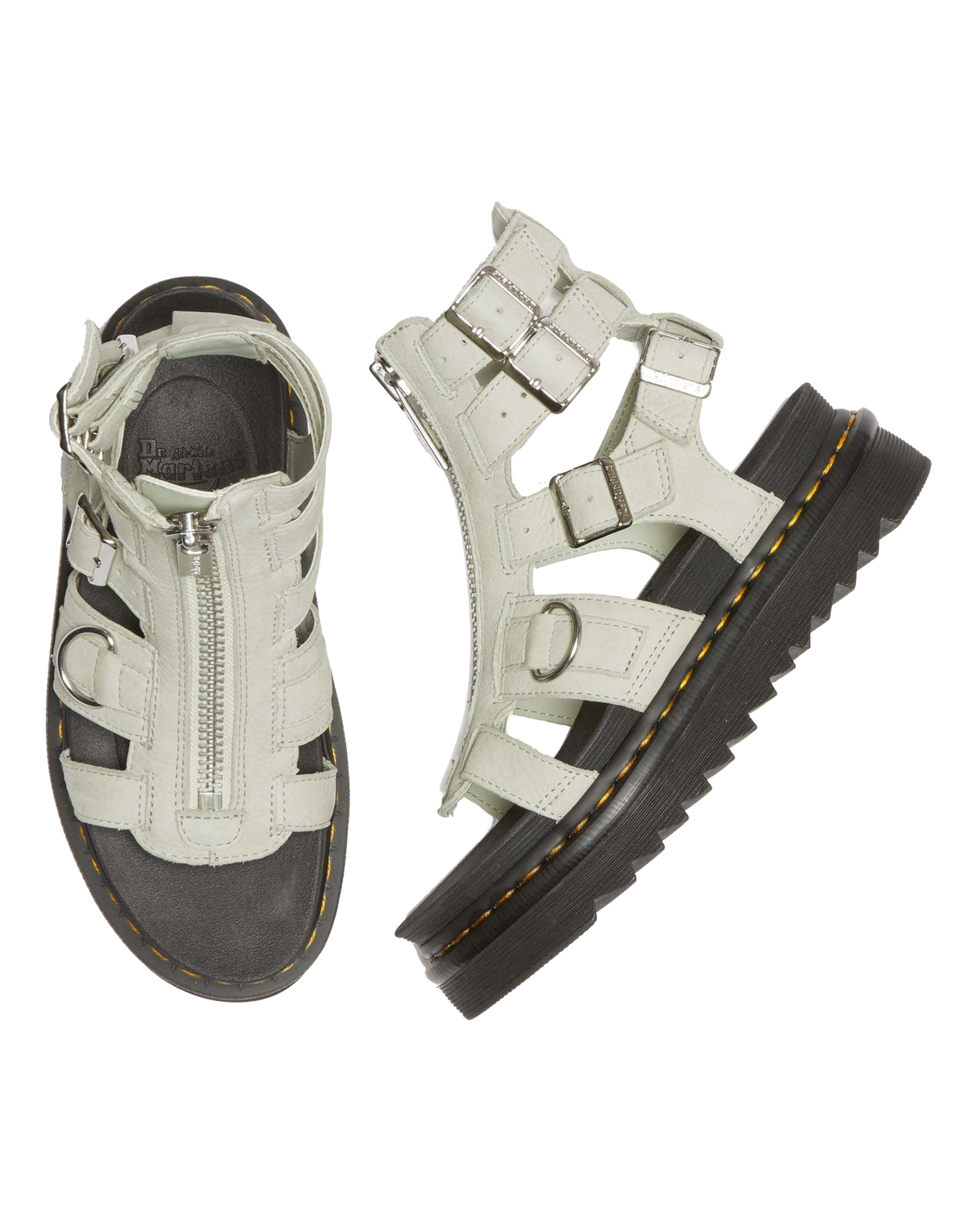 Olson Tumbled Nubuck Leather Gladiator Zip Sandals in Smoked Mint